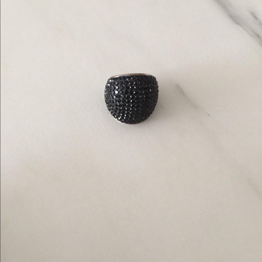 Sterling Silver Black crystal ring.  Superb!